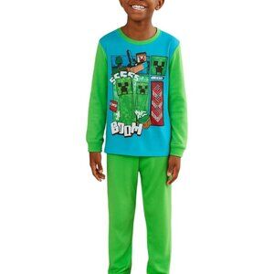 Minecraft Boys Size Small 6/7 Pajama Set  Creeper 2-PieceLong Sleeve Shirt Pants